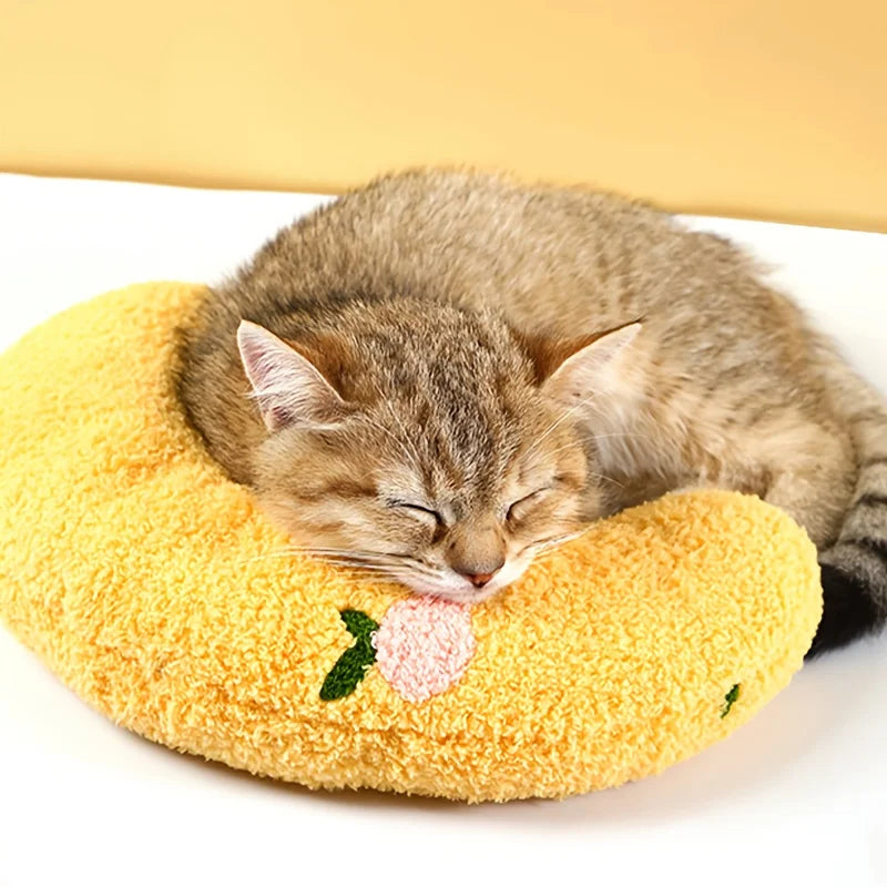 Almohada en U para Mascotas — Soporte Cervical Suave y Lavable