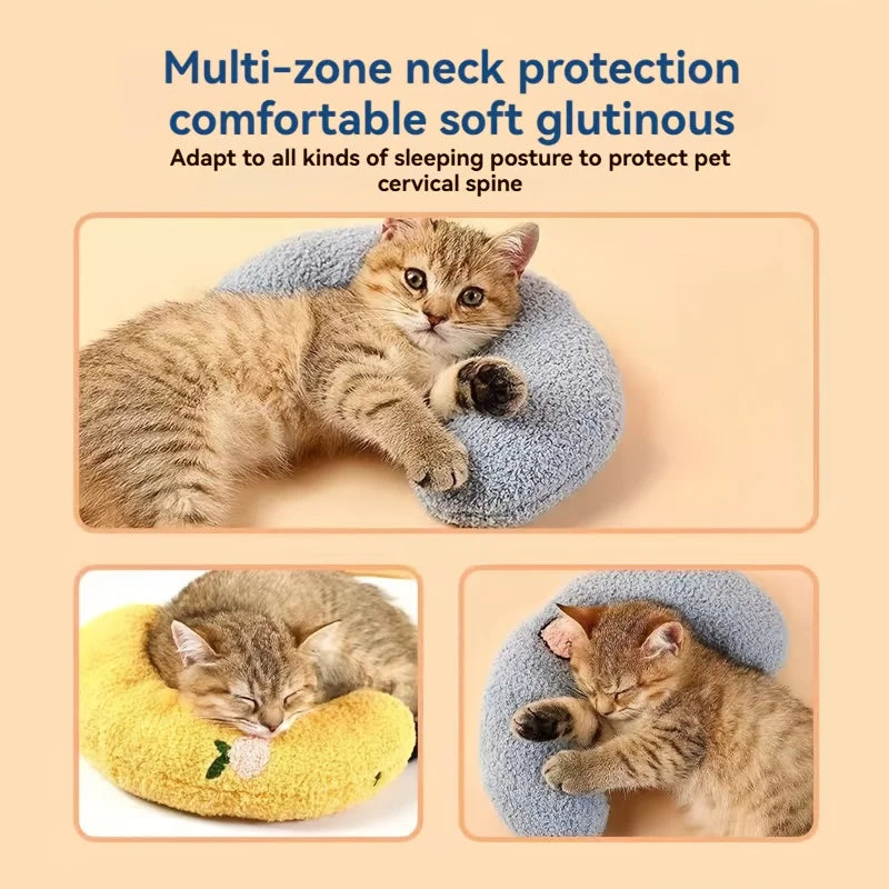 Almohada en U para Mascotas — Soporte Cervical Suave y Lavable
